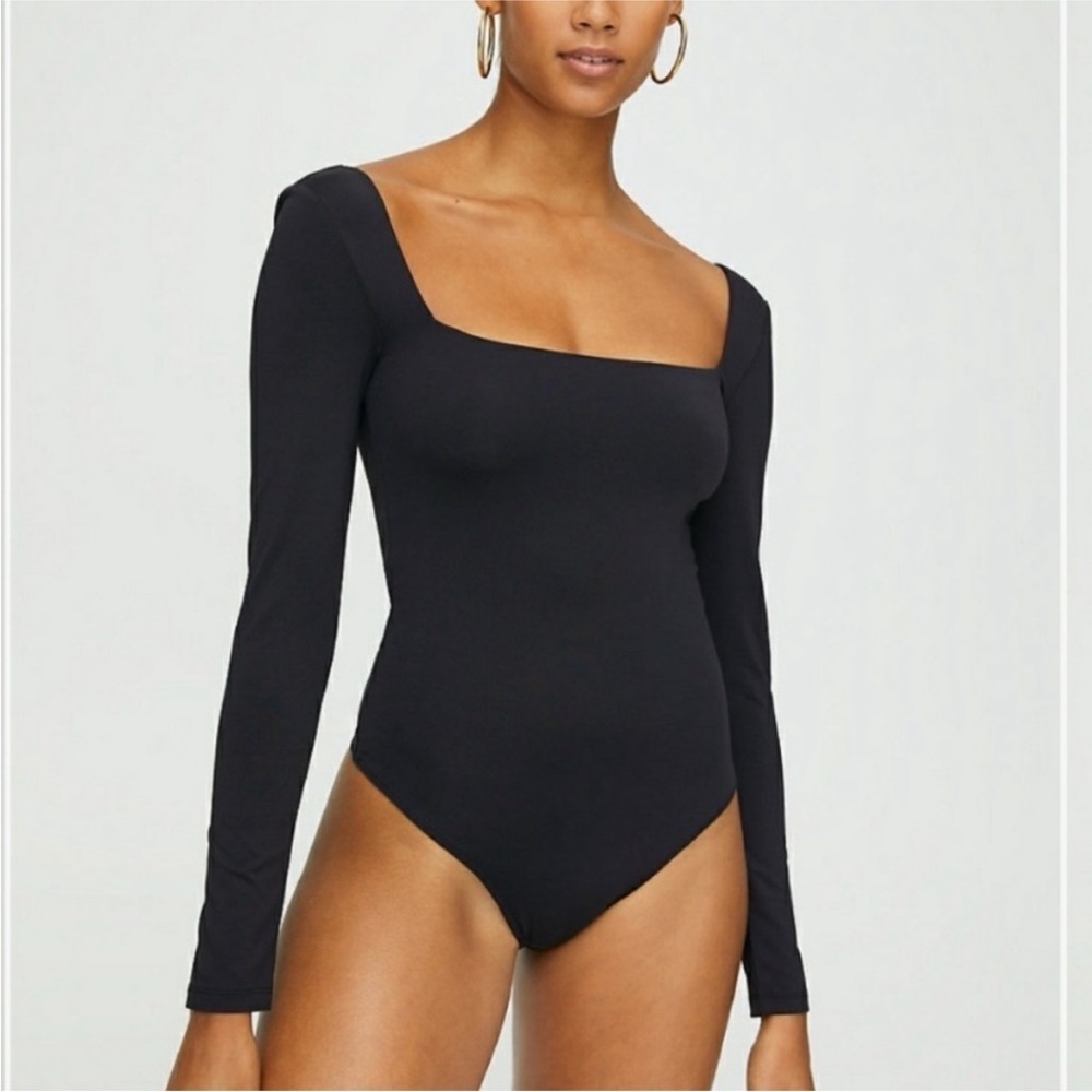 Babaton Contour Thong Long Sleeve Bodysuit square neck Sz XL